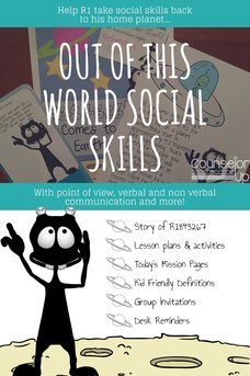 Get out of that social skill instruction rut. This lesson series is also great for special education teachers who have social emotional learning or behavioral goals to teach. I've created an 8 lesson group that uses an alien visiting from space to help kids to think about the importance of social skills and to practice using them.