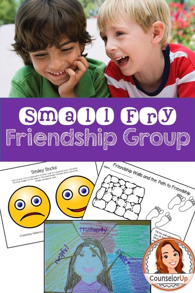 Friendship Group for the Littles  Five session group designed for 1st-3rd grades. Includes lesson plans, activities, and roster sheet.   Skills covered: identifying friendship qualities, body language, friendship blockers, handling rejection, and positive self talk.  Includes: - Friendly/Unfriendly body language role play and card sort - Smiley sticks (color and B&W) - Path to Friendships printable - Full lesson plans for 5 sessions